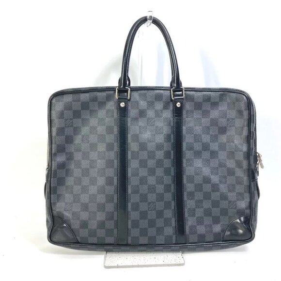 LOUIS VUITTON N41125 Damier Graphite Porto Document Voyage PDV Hand Bag Black - Picture 3 of 14